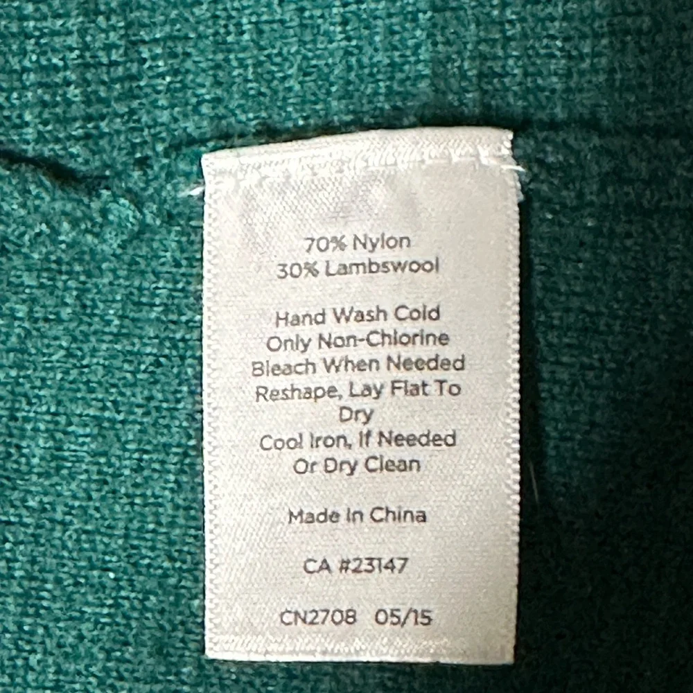 Talbots Merino Wool Blend Open Front Sweater Blazer Womens Petite S Green Pocket